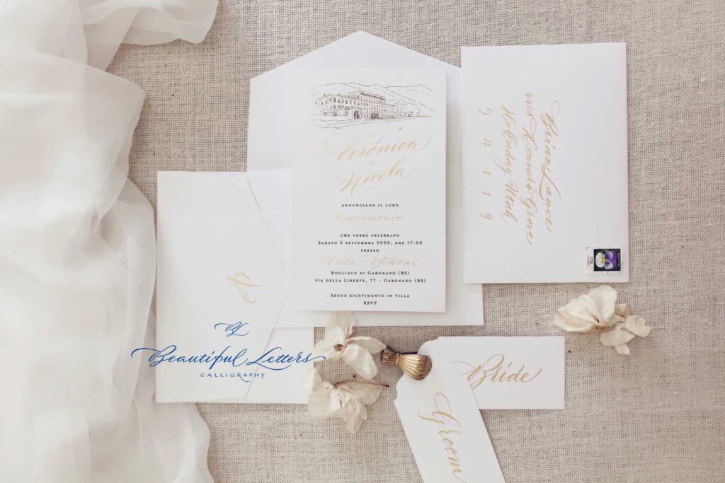 Wedding Suite Calligraphy at Villa Bettoni, Garda Lake