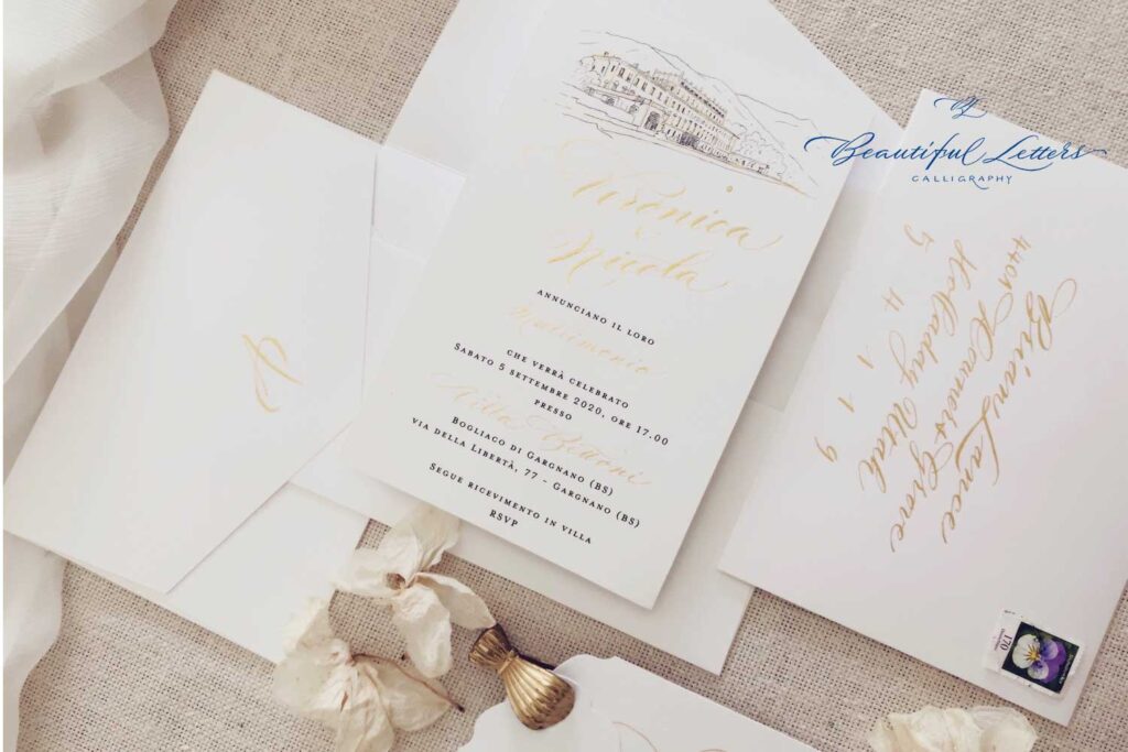 Wedding Suite Calligraphy at Villa Bettoni, Garda Lake