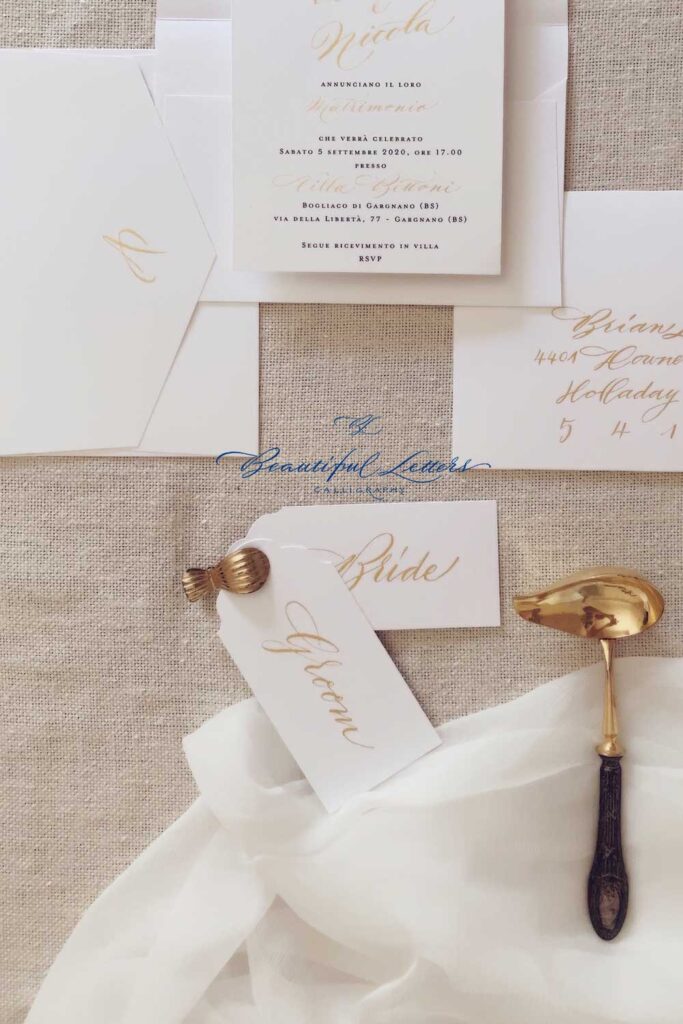 Wedding Suite Calligraphy at Villa Bettoni, Garda Lake