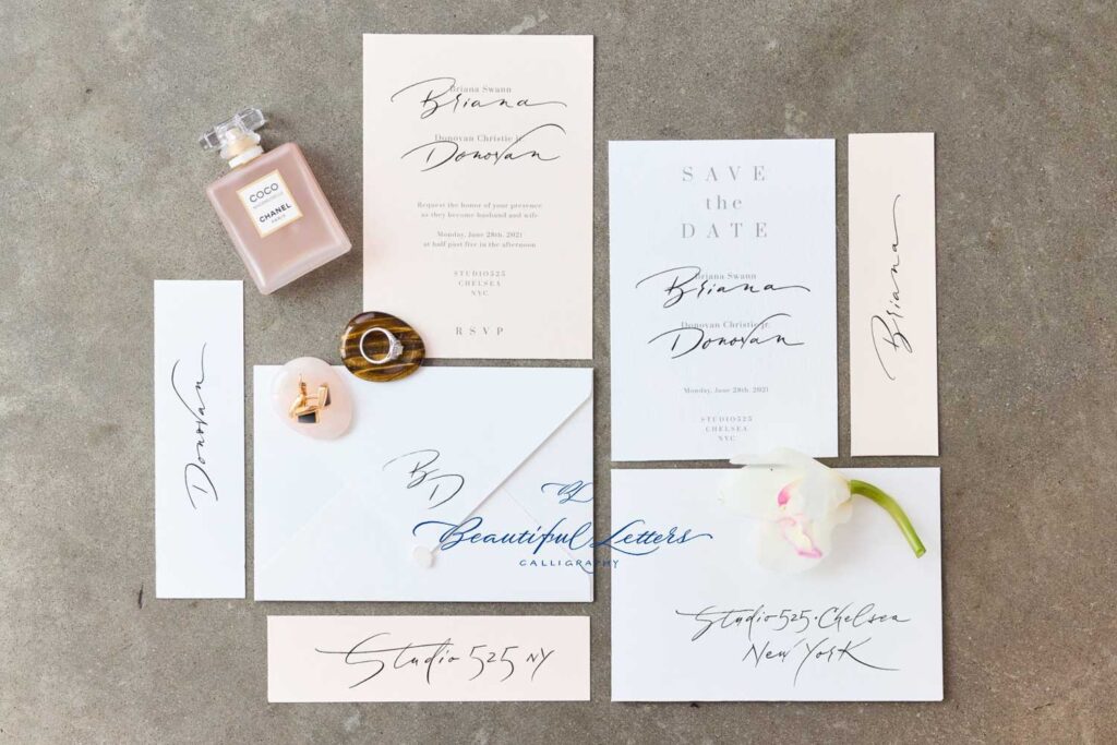 Wedding in New York with italian modern calligraphy
